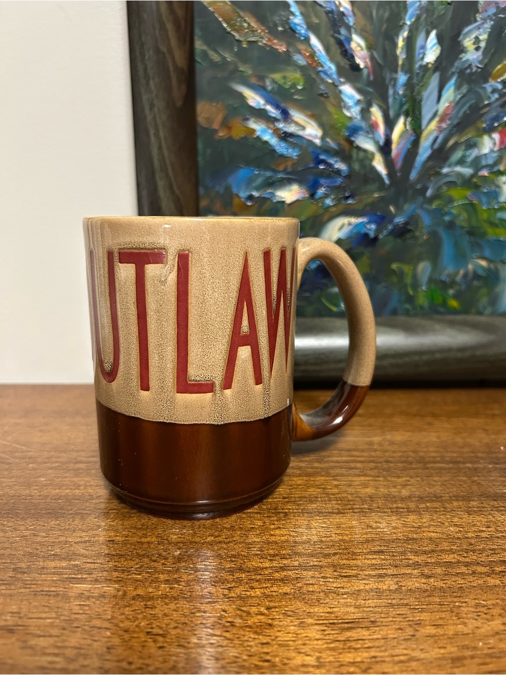 ☕ Vintage M&F Western "Outlaw" Stoneware Coffee Mug (16 oz)
